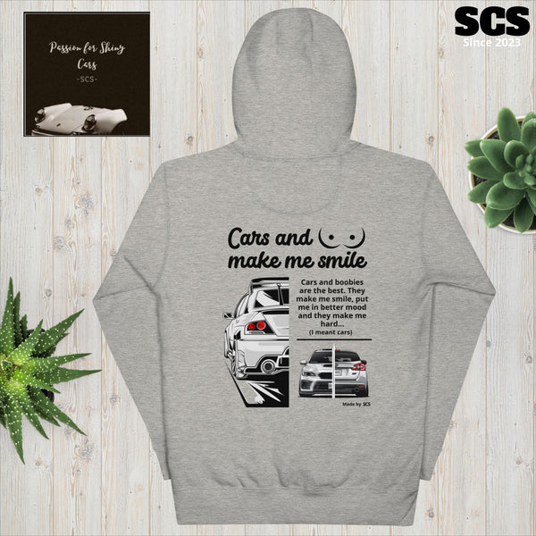 Cars and boobies make me smile - Premium Hoodie