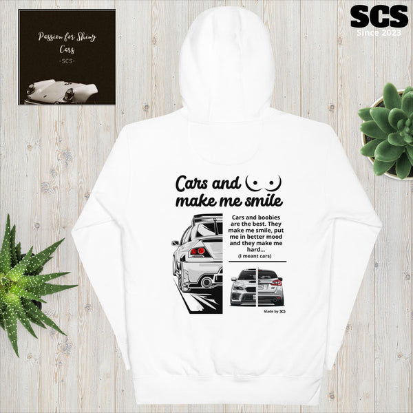 Cars and boobies make me smile - Premium Hoodie